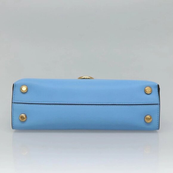 Salvatore Ferragamo Gancini Shoulder Bag Leather Blue Gold Auth 114931V - Picture 6 of 14